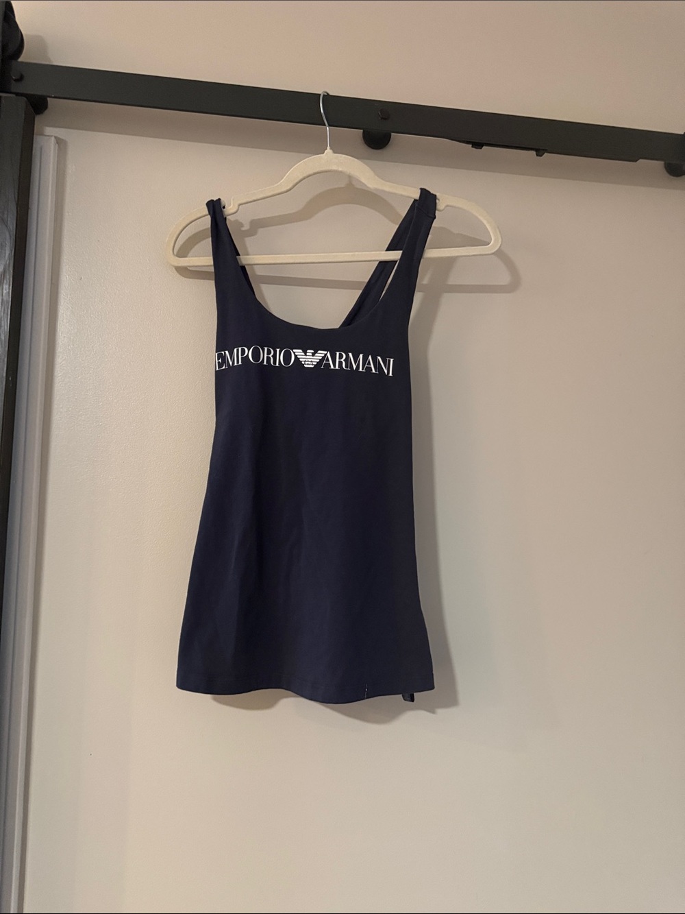 Emporio Armani Navy Tank Top with White Logo